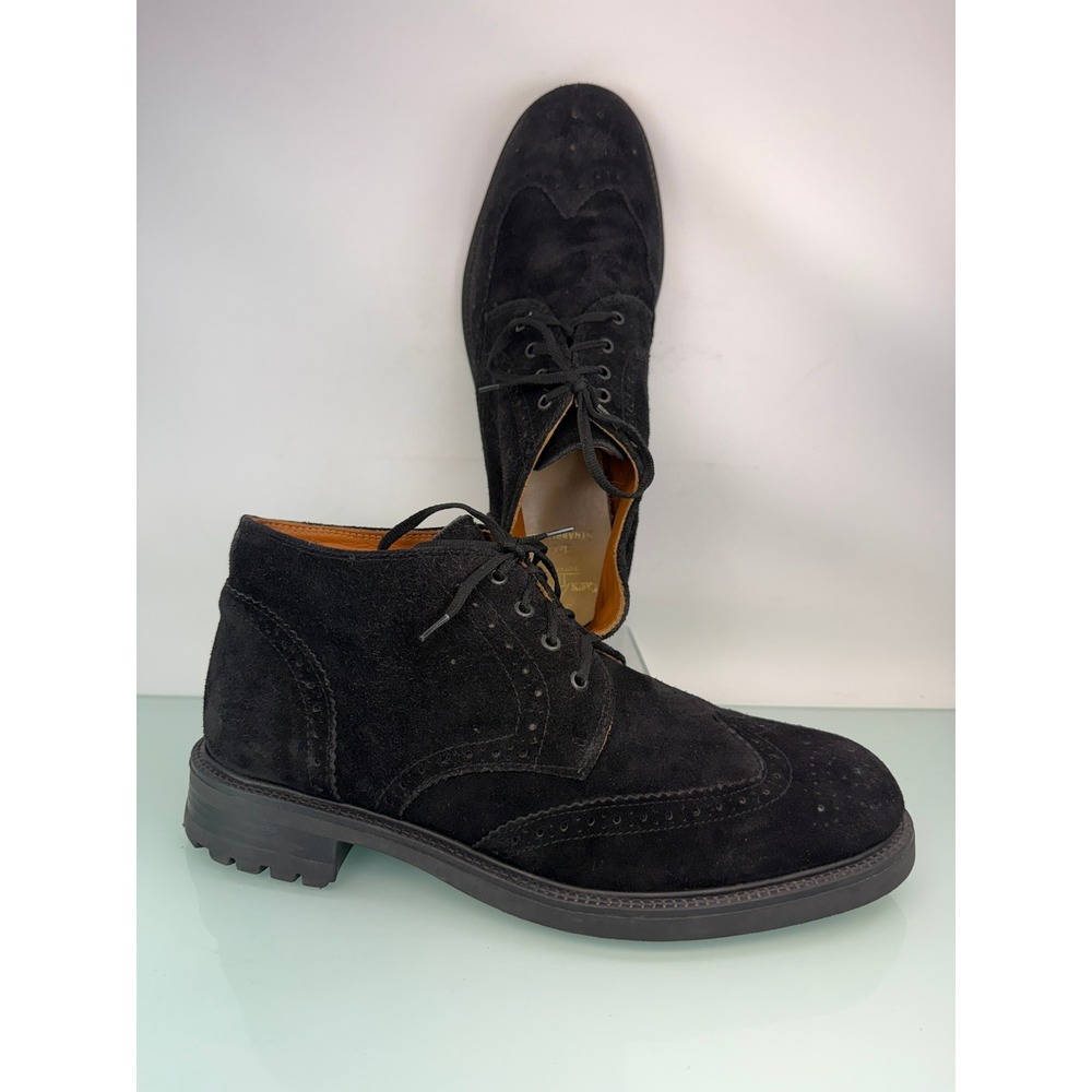 Vintage Black Suede Wingtip Chukka‎ Oxford Lug Sole Borges Sz 11 Quiet Luxury